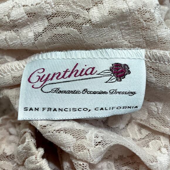 Vtg Cynthia San Fancisco Sheer Lace Tiered Skirt Blush Size Large Romantic Boho - Picture 8 of 9